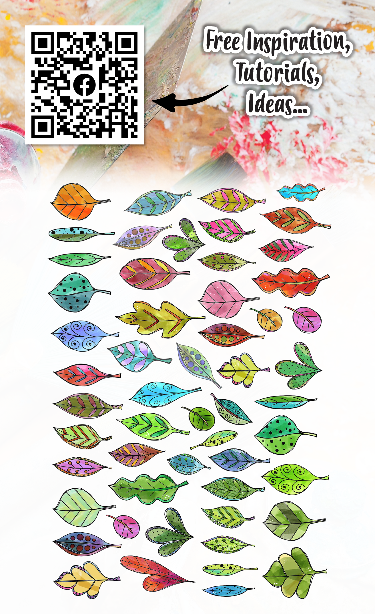 EP-11 - Doodle Leaves - Colour - Ephemera Die-Cuts