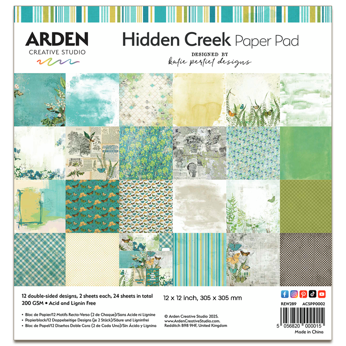 Arden Creative Studio Hidden Creek 12x12 Inch Paper Pad