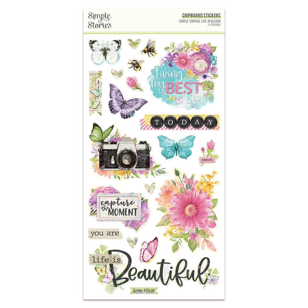 Simple Stories Simple Vintage Life in Bloom Chipboard Stickers