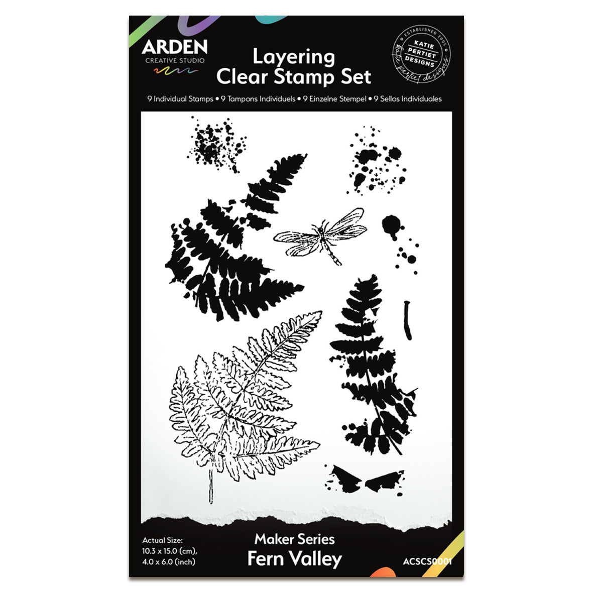 Arden Creative Studio Maker Series 4x6 Inch Layering Clear Stamp Set - Fern Valley (9pcs)
