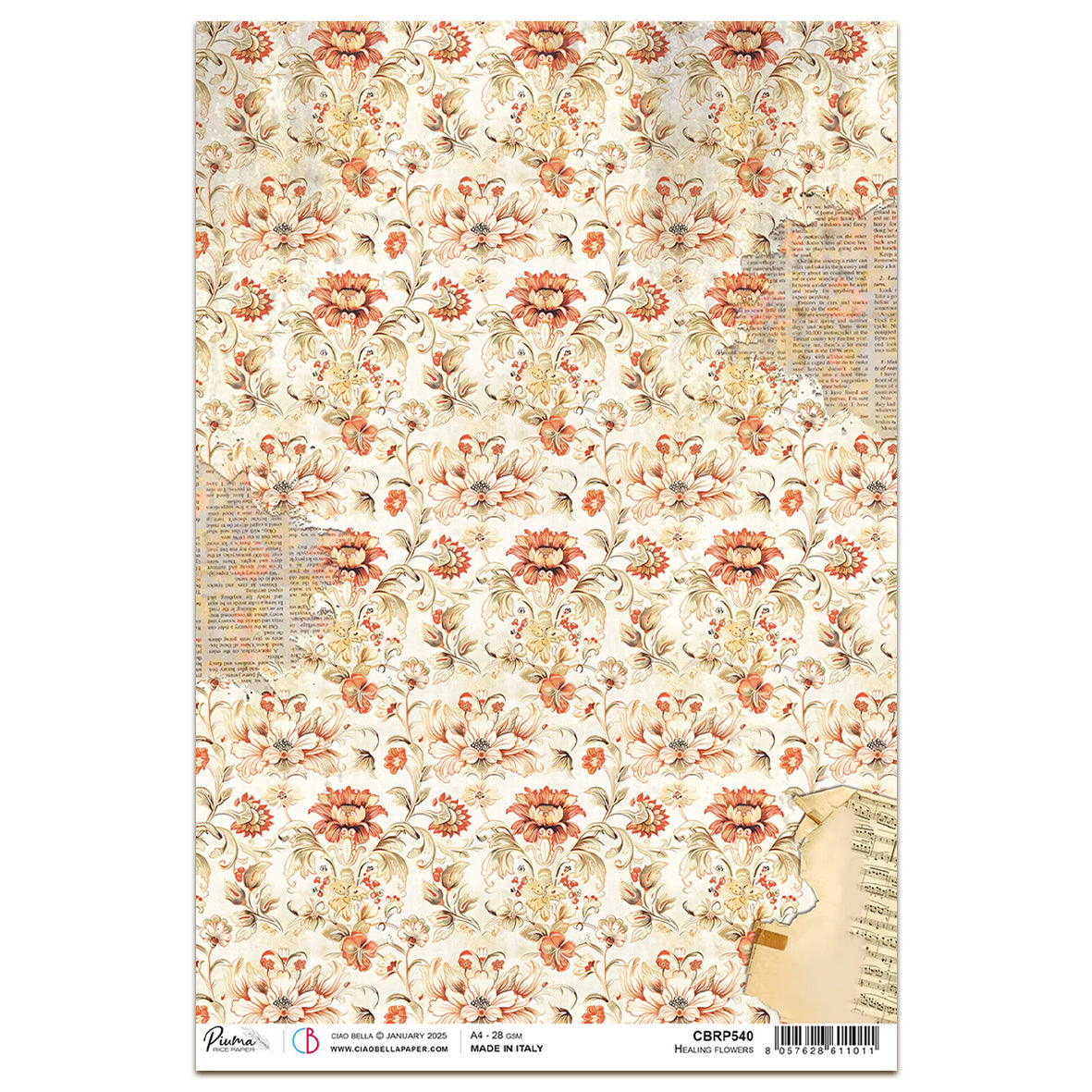 Ciao Bella Cabinet of Curiosities A4 Rice Paper Healing Flowers (1pc)