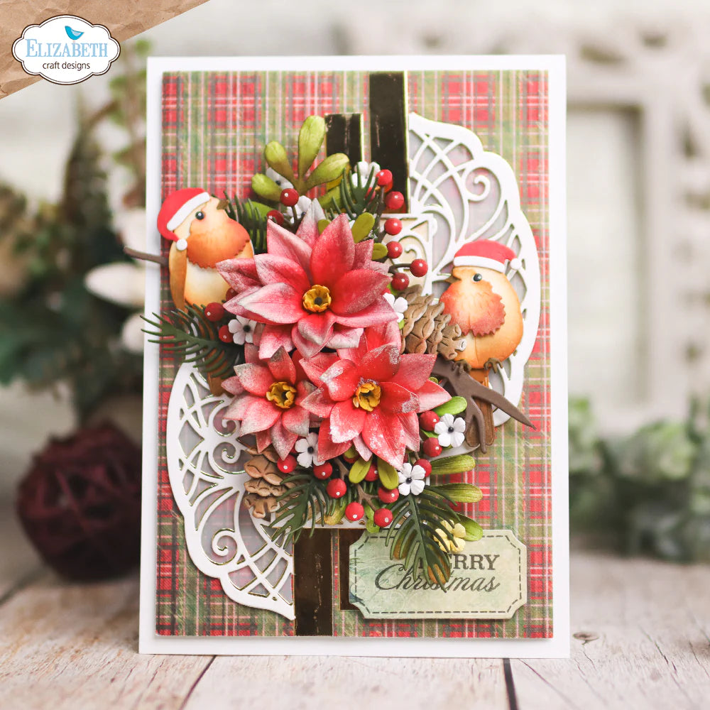 Elizabeth Craft Designs Festive Holly - Lantern & Poinsettia Die Bundle