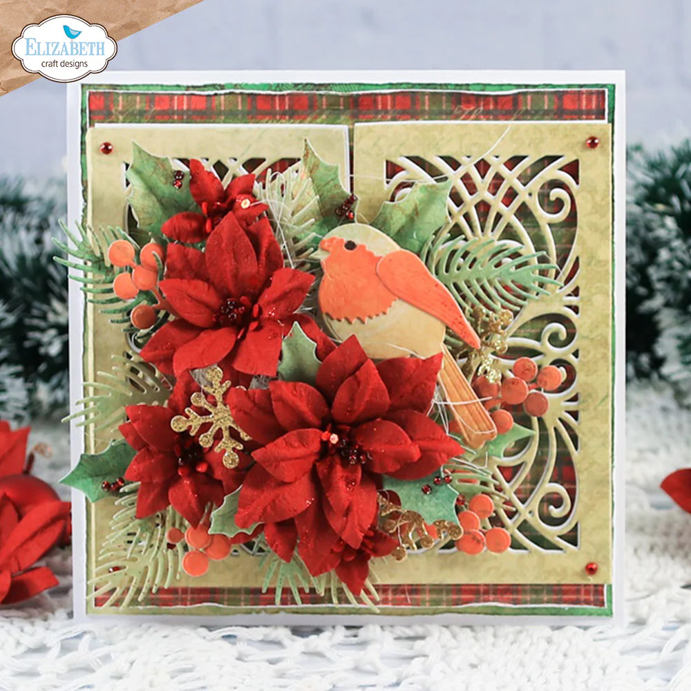 Elizabeth Craft Designs Festive Holly - Lantern & Poinsettia Die Bundle