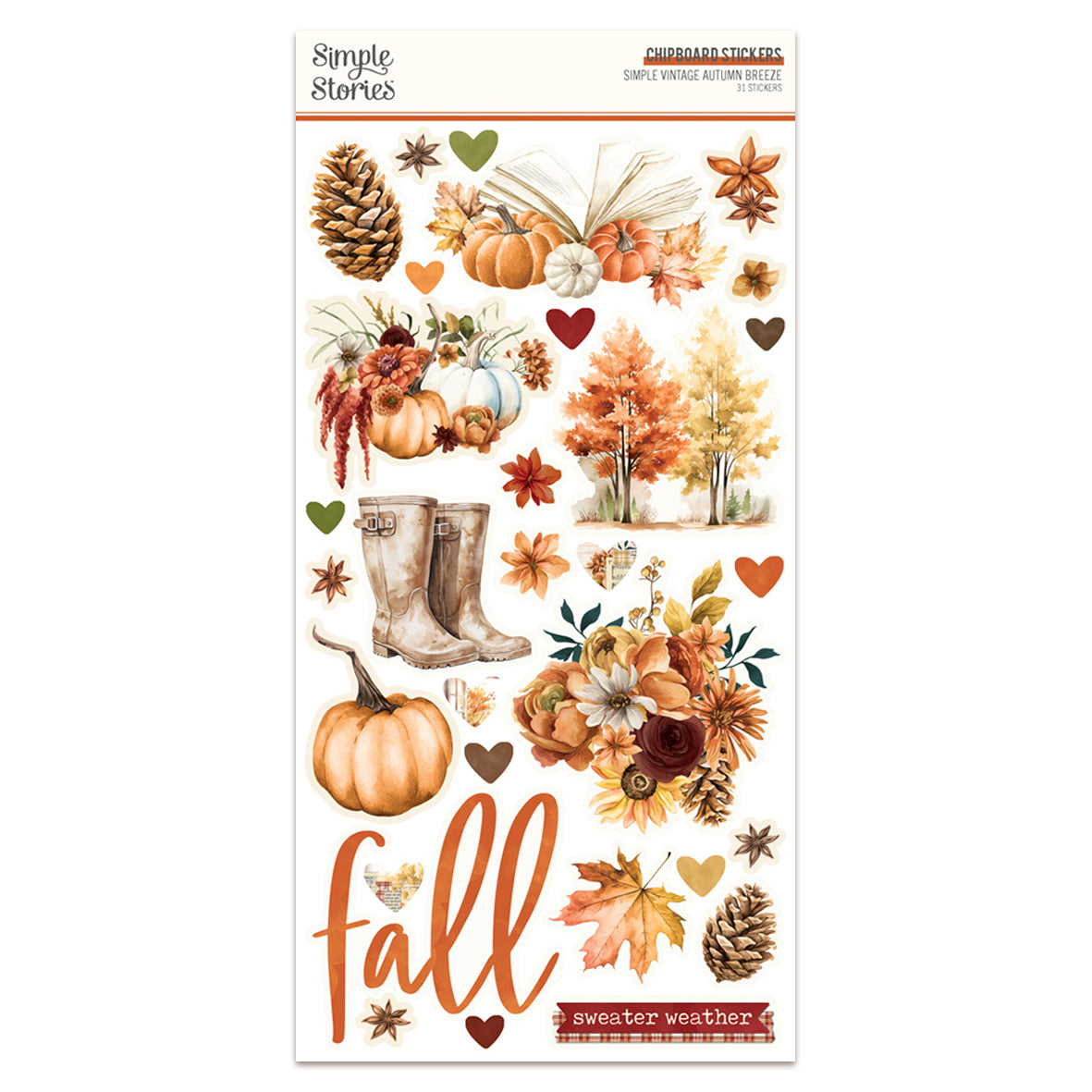 Simple Stories Simple Vintage Autumn Breeze 6x12 Inch Chipboard Stickers