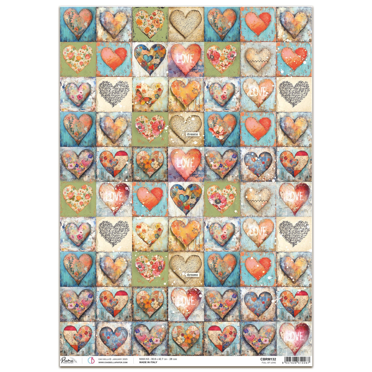Ciao Bella Majestic Dream Rice Paper A3 Full of Love (1pc)