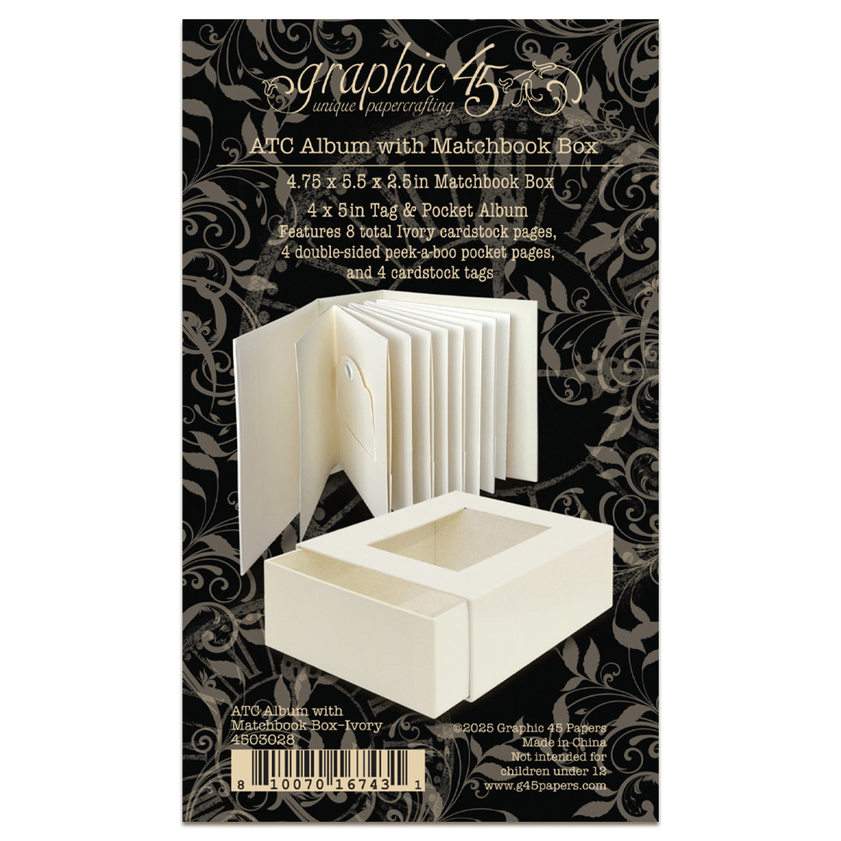 Graphic 45 ATC Album with Matchbook Box Ivory