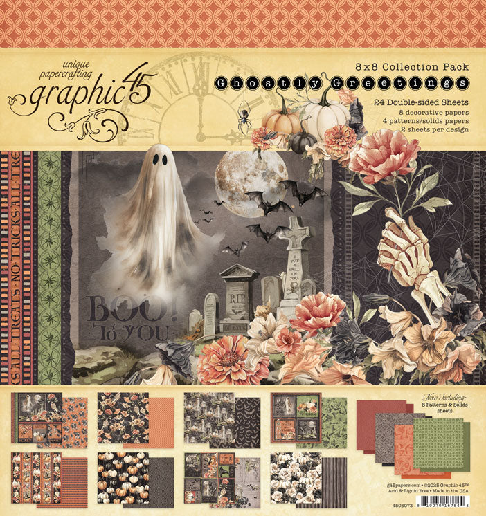 Graphic 45 Ghostly Greetings 8x8 Inch Collection Pack