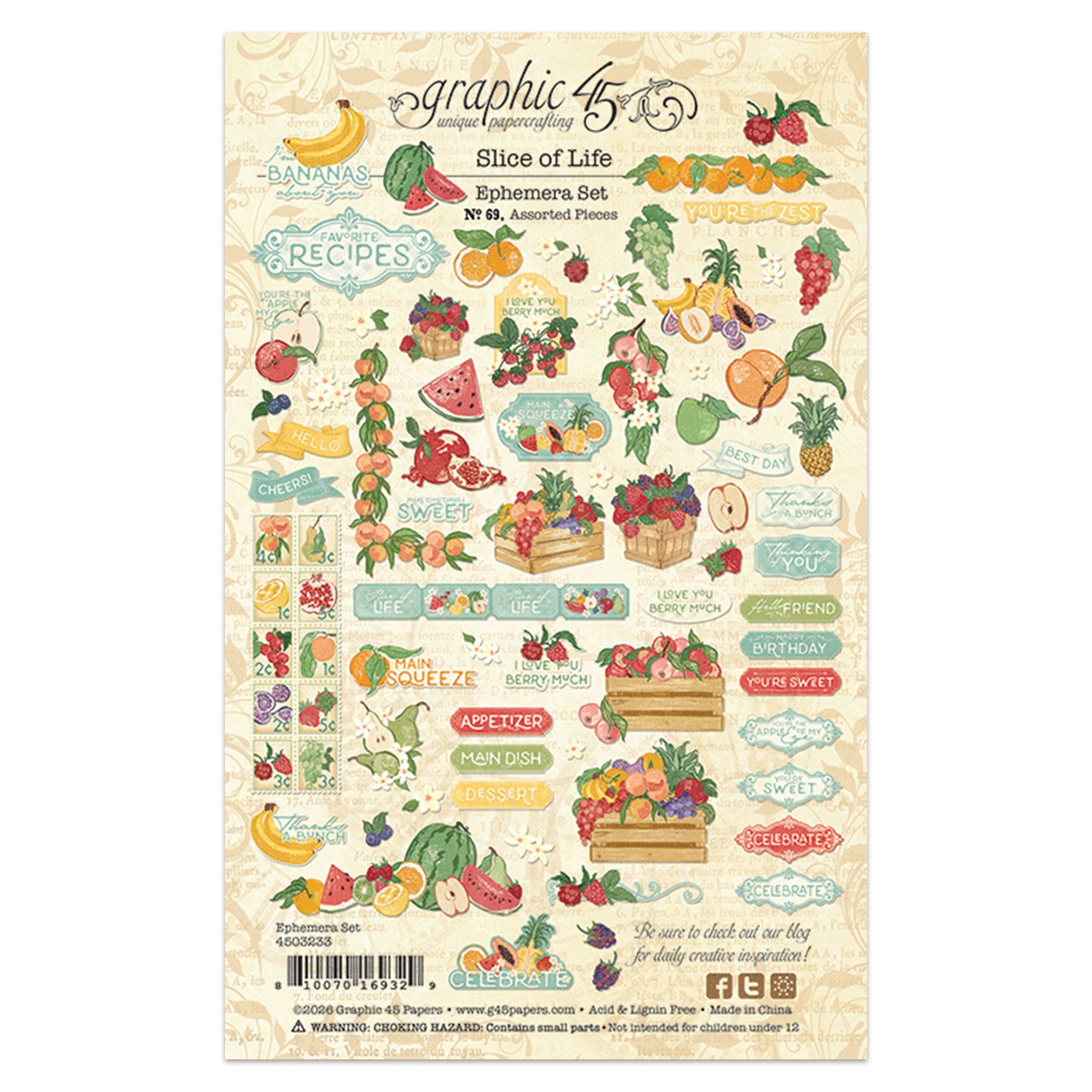 Graphic 45 Slice of Life Ephemera Set