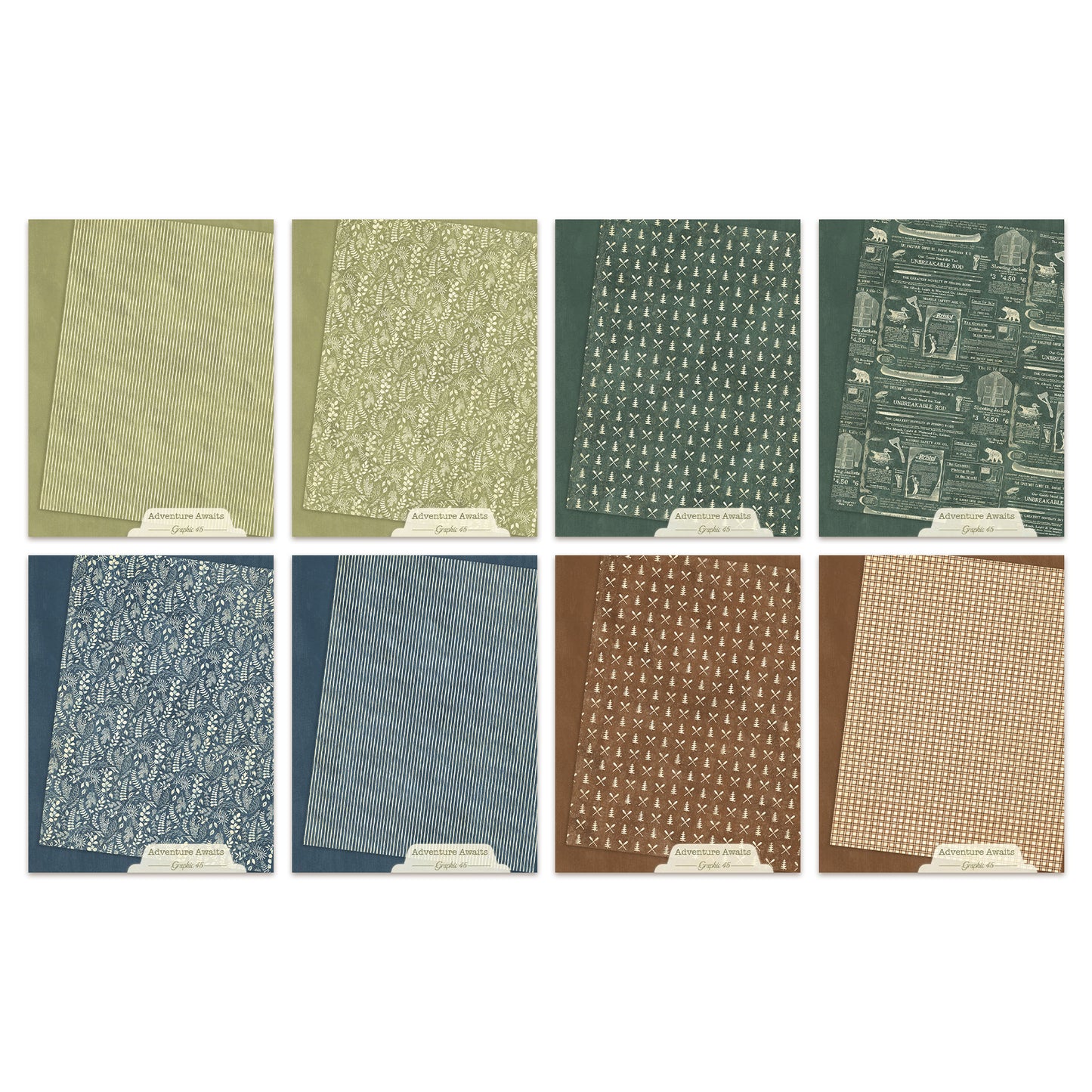 Graphic 45 Adventure Awaits 8,5x11 Inch Patterns & Solids Pack