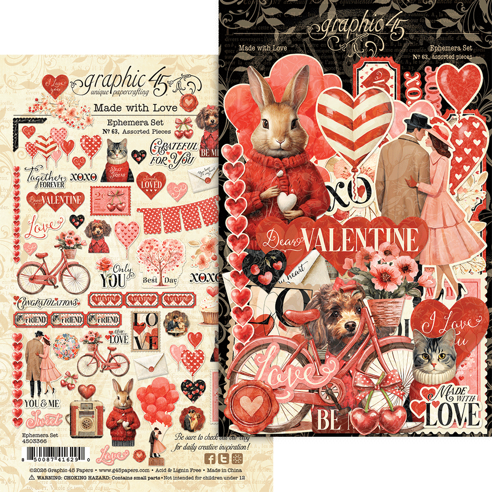 Graphic45 Made with Love Ephemera Set Preorder*
