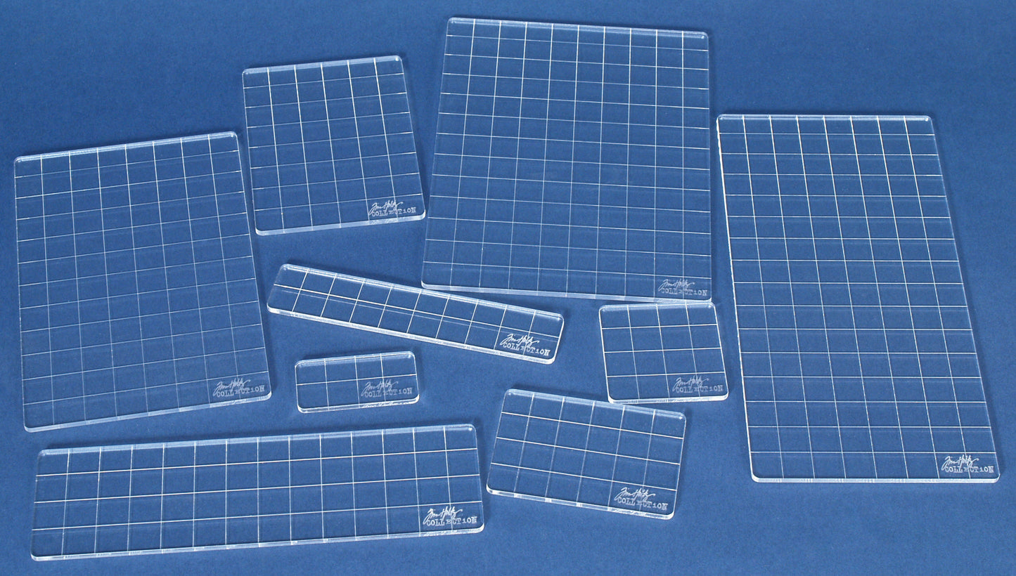 Stampers Anonymous Tim Holtz Acrylic Stamping Grid Blocks - 9 Pcs