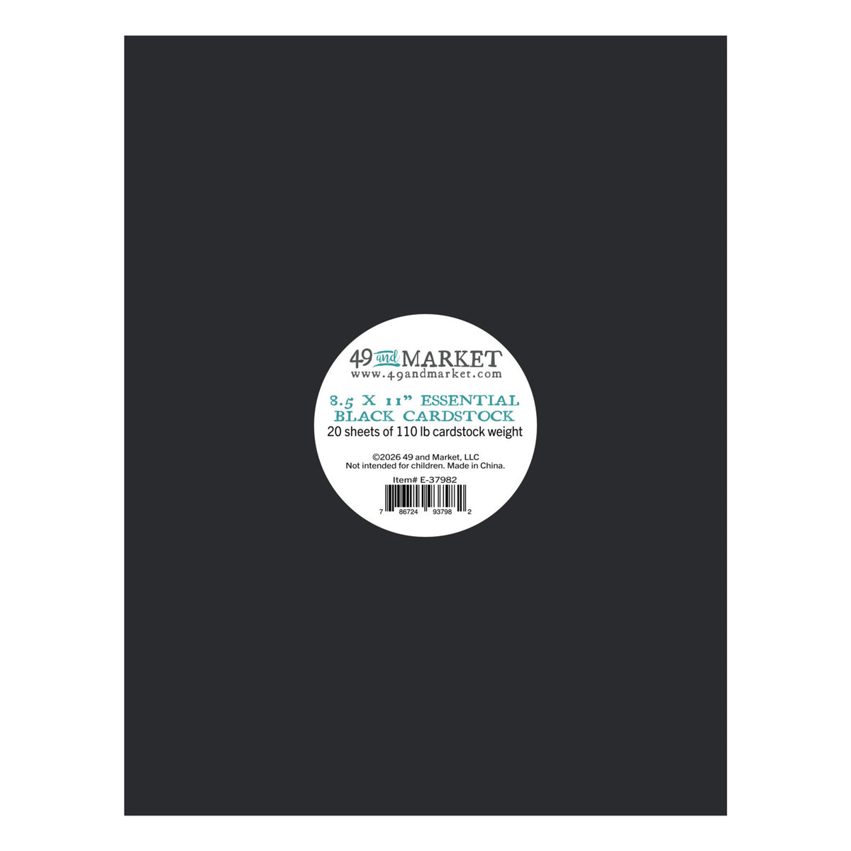 49 And Market Essential Black 8.5x11 Inch Cardstock