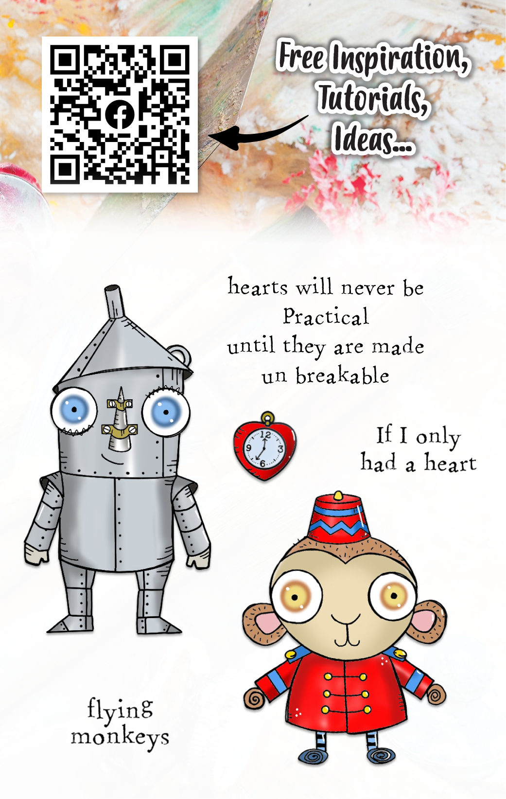 #503 - A7 Clear Stamp Set - Tin Man & Monkey