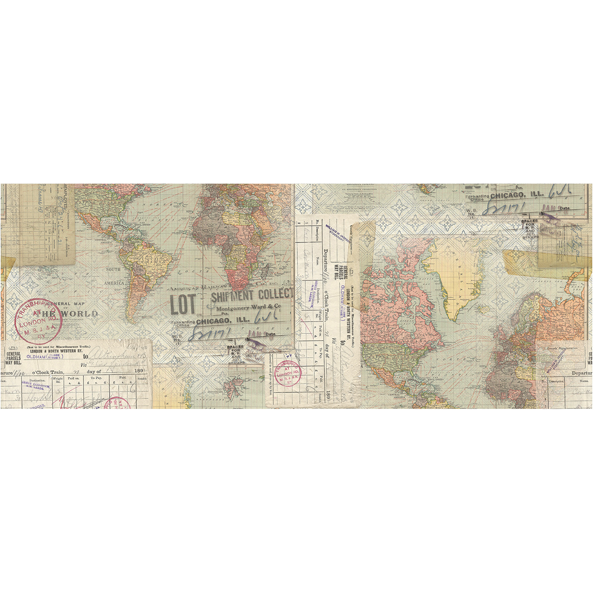 Idea-ology Tim Holtz Collage Paper 6"X6yds - Travel