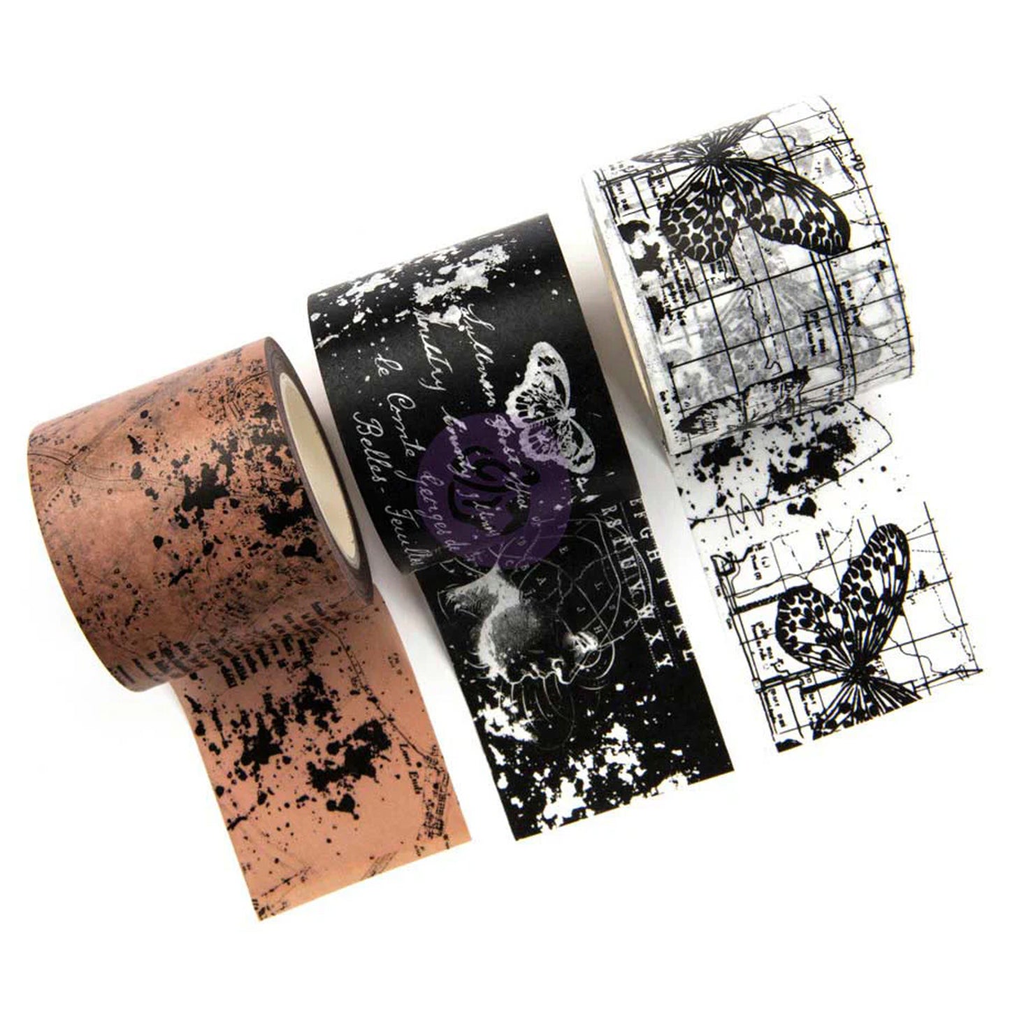 Prima Marketing Traveler's Journal Decorative Tape 3 Pcs - Butterfly Notes, 35mm/10yds Each