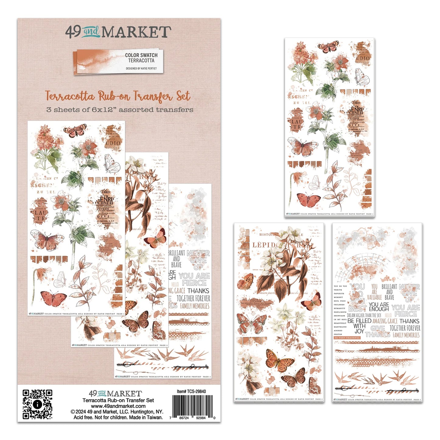49 And Market Color Swatch: Terracotta Rub-On Transfer Set