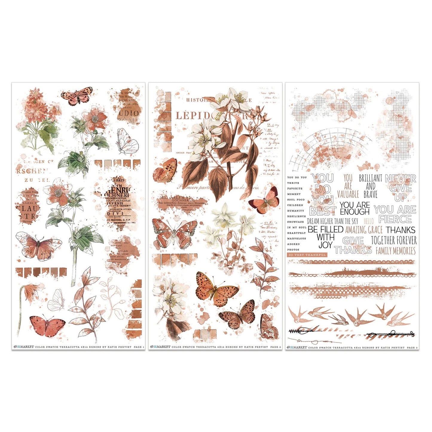 49 And Market Color Swatch: Terracotta Rub-On Transfer Set