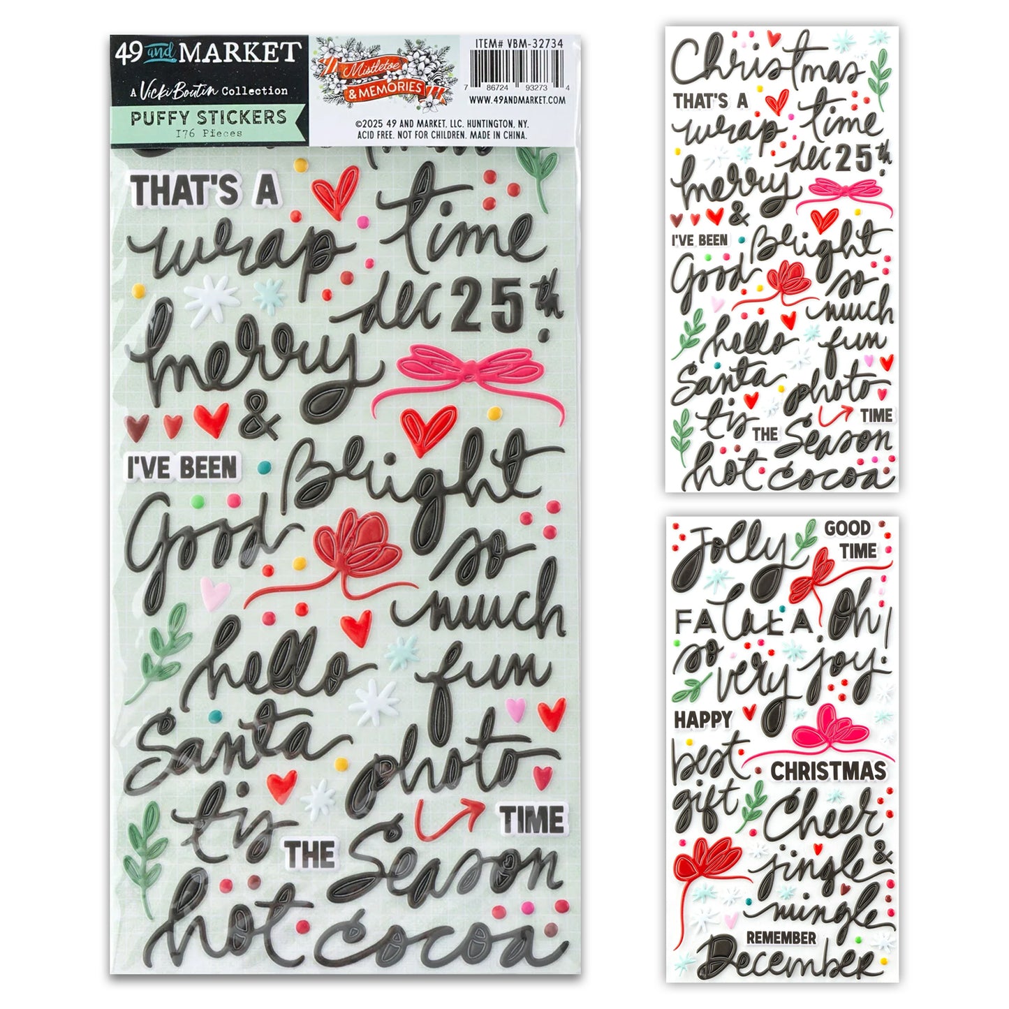 49 And Market Mistletoe And Memories Puffy Stickers