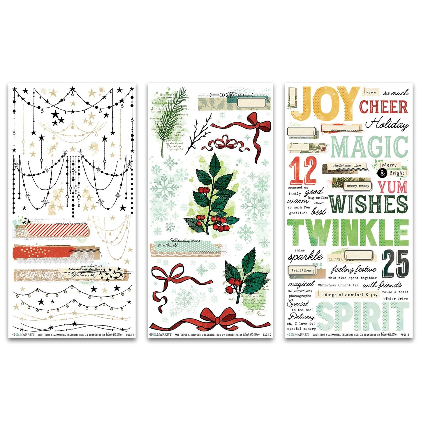 49 And Market Mistletoe And Memories Rub-On Transfer Set - Essential
