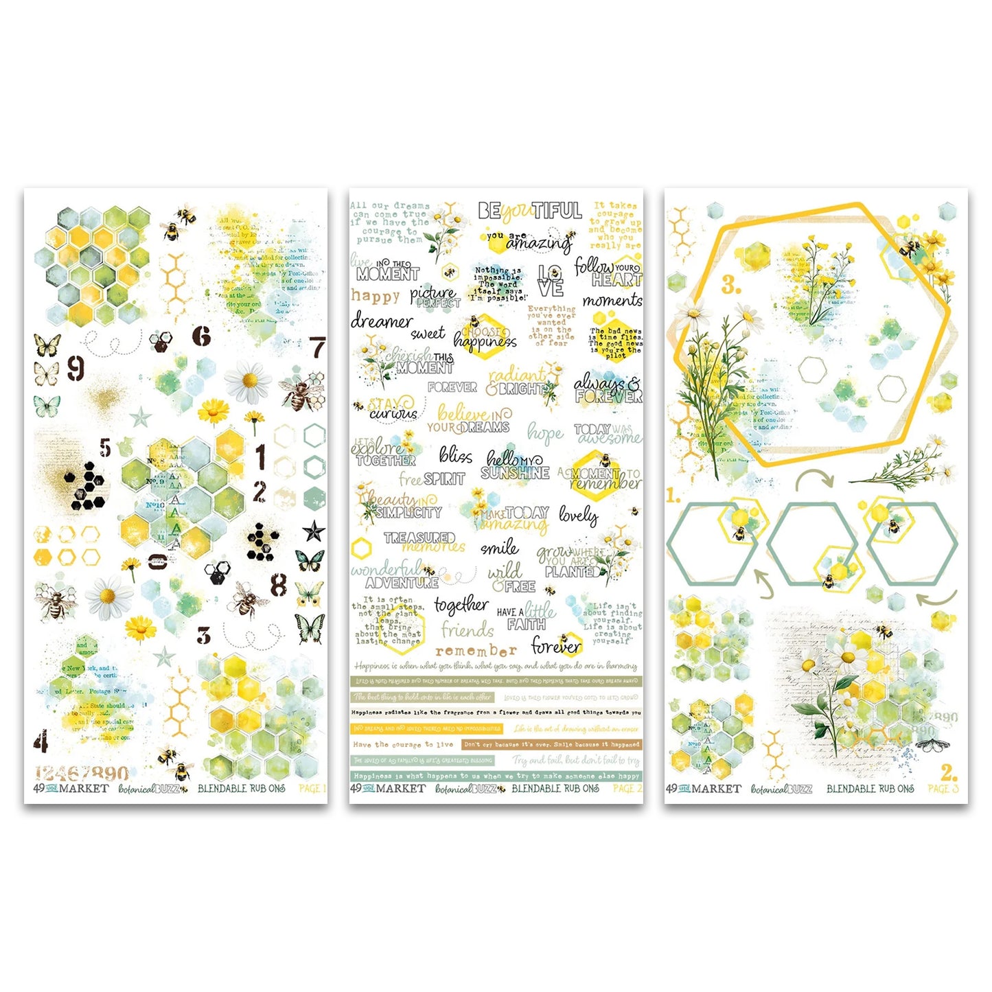 49 And Market Botanical Buzz Rub - On Transfer Set 6"X12"