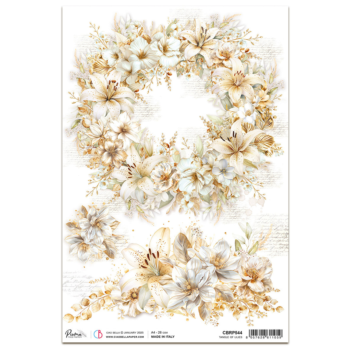 Ciao Bella Blessing Day A4 Rice Paper Tangle of Lilies (1pc)