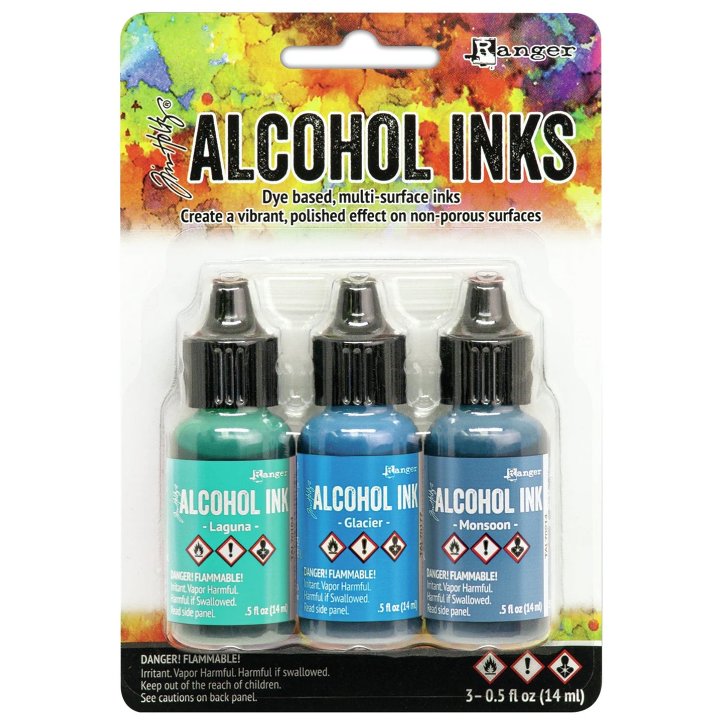 Ranger Tim Holtz Alcohol Ink .5oz 3 Pcs - Teal / Blue Spectrum