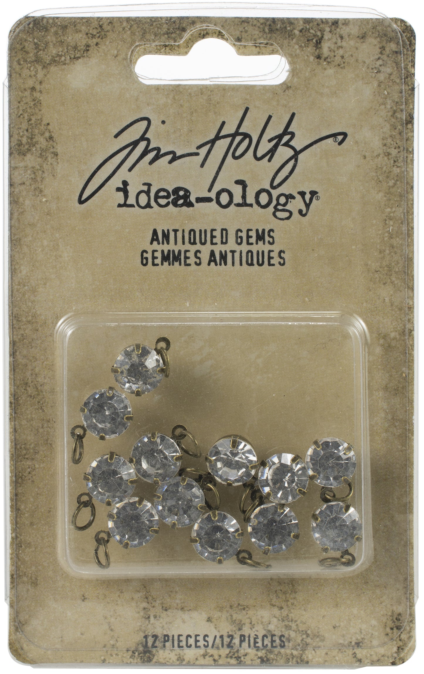 Idea-ology Tim Holtz Metal Adornments 12 Pcs - Antiqued Gems