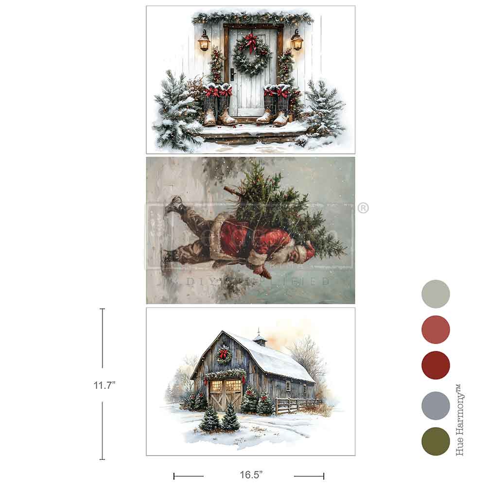 Re-design with Prima Santa'S Woodland Stroll A3 Decoupage Fiber Pack (3pcs)