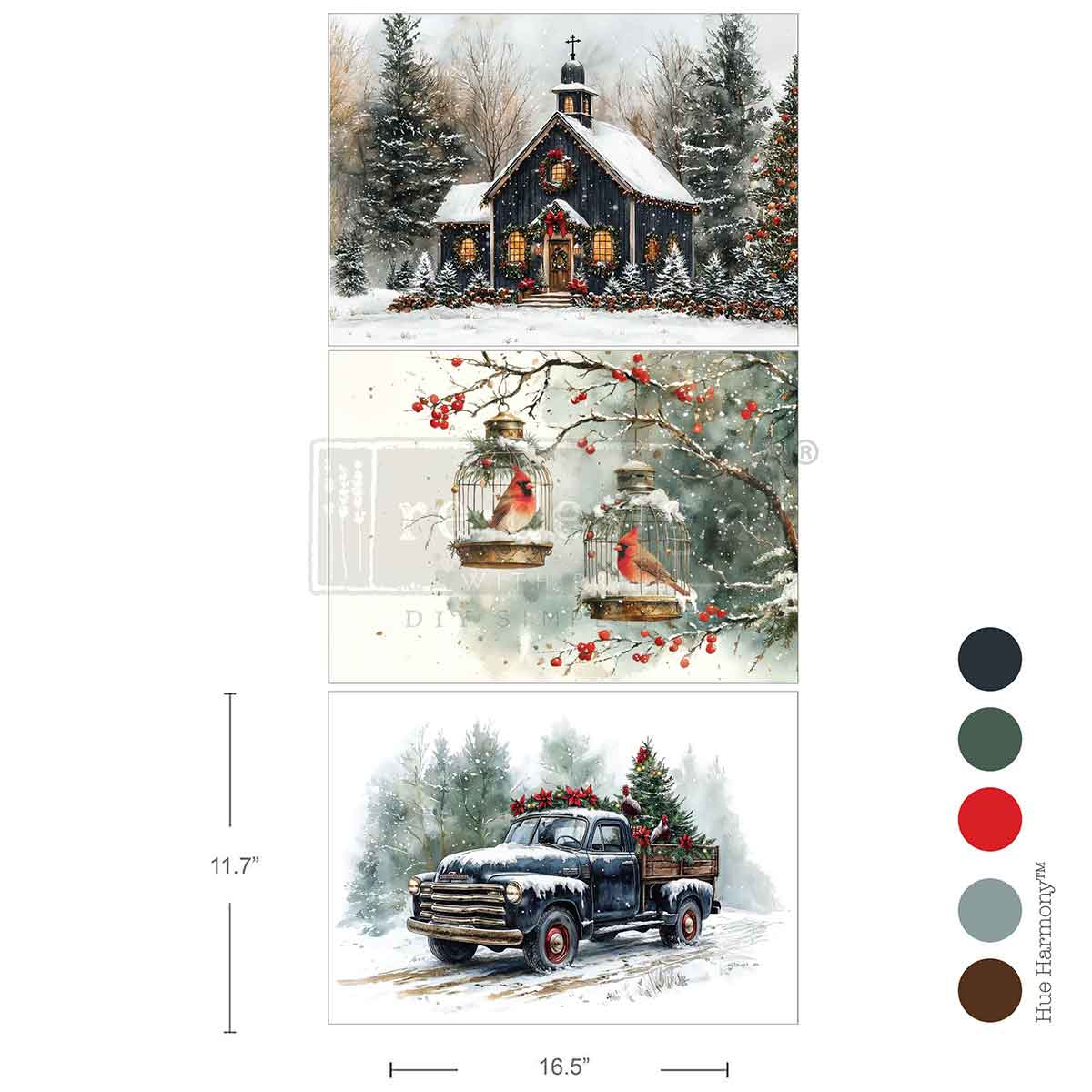 Re-design with Prima Christmas Blessings A3 Decoupage Fiber Pack (3pcs)