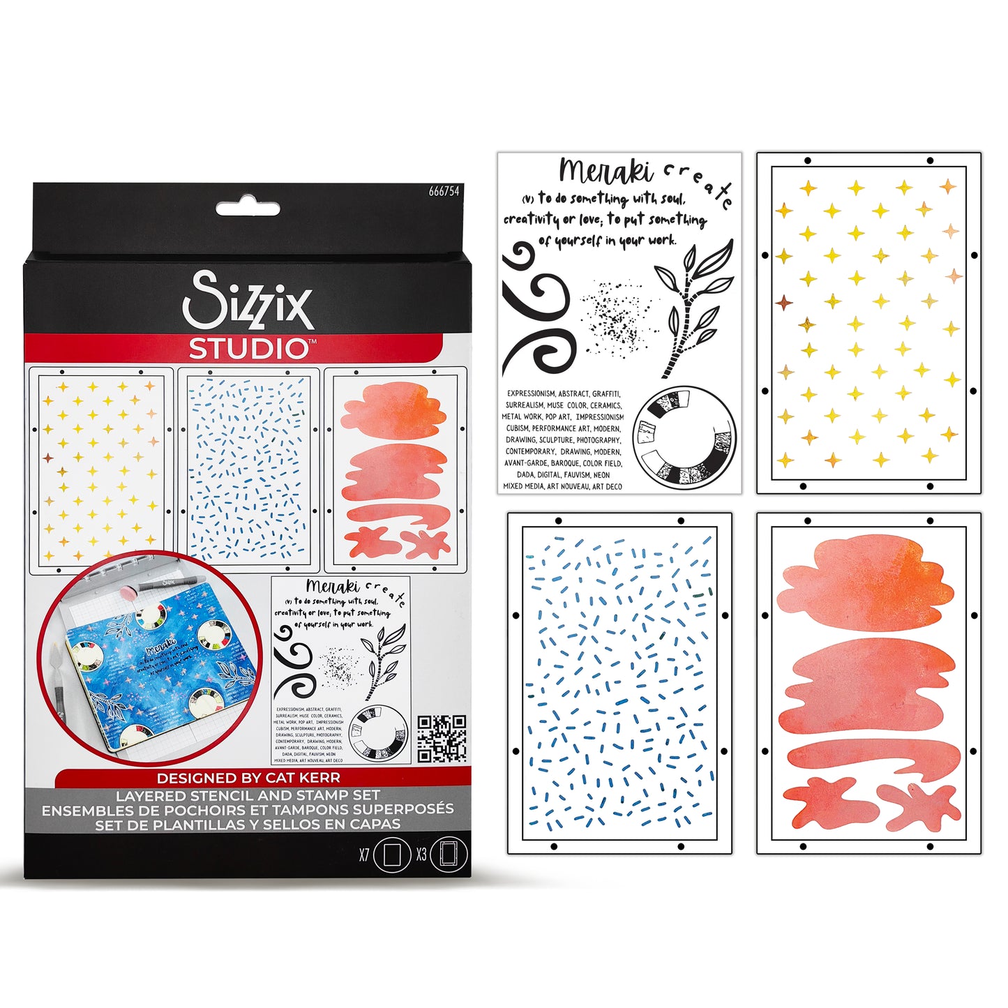 Sizzix Studio Clear Stamps w/Stencils by Cat Kerr Create