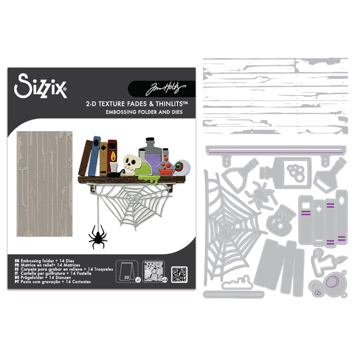 Sizzix 2D Texture Fades w/ Thinlits Die by Tim Holtz Vault Side-Order Laboratory (1+14pcs) ~ Ship from 30th Sept