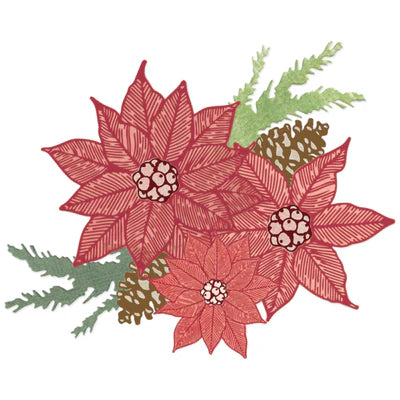 Sizzix Clear Stamps Set 16PK w/10PK Framelits Poinsettia Trio by 49 and Market