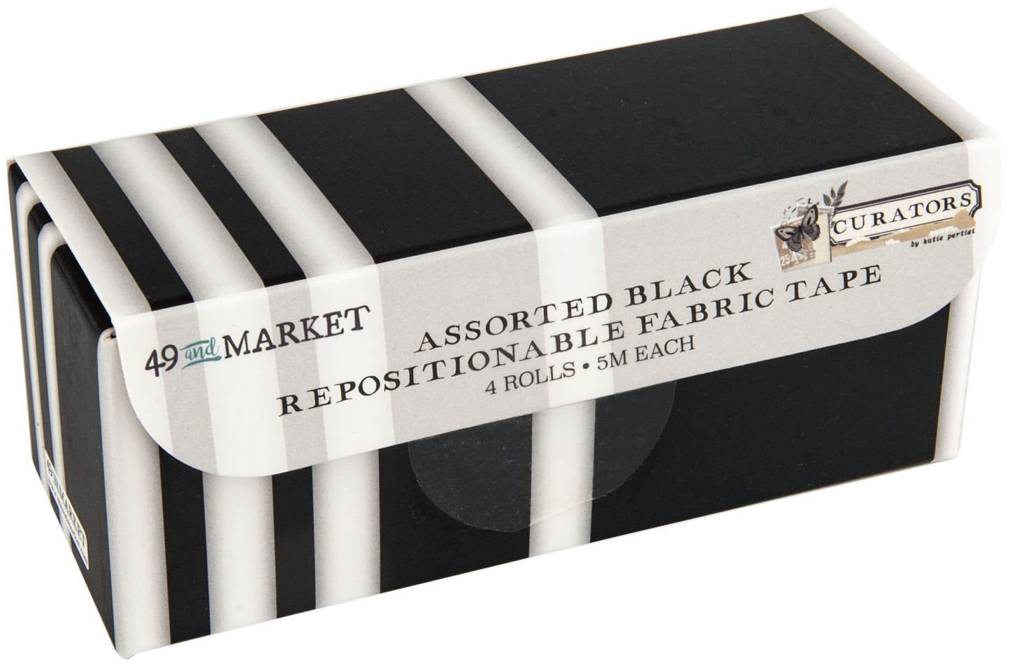 49 And Market Curators Fabric Tape Set 4 Rolls - All Black Assortment