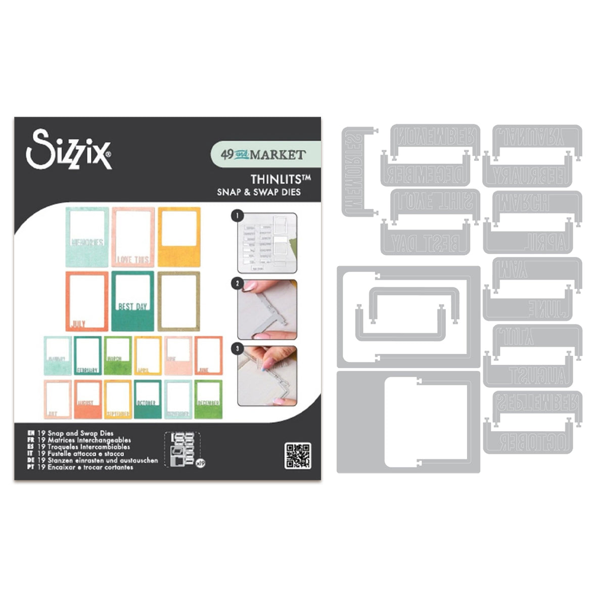 Sizzix Thinlits Die Set Snap and Swap Instamatic (19pcs) by 49 and Market