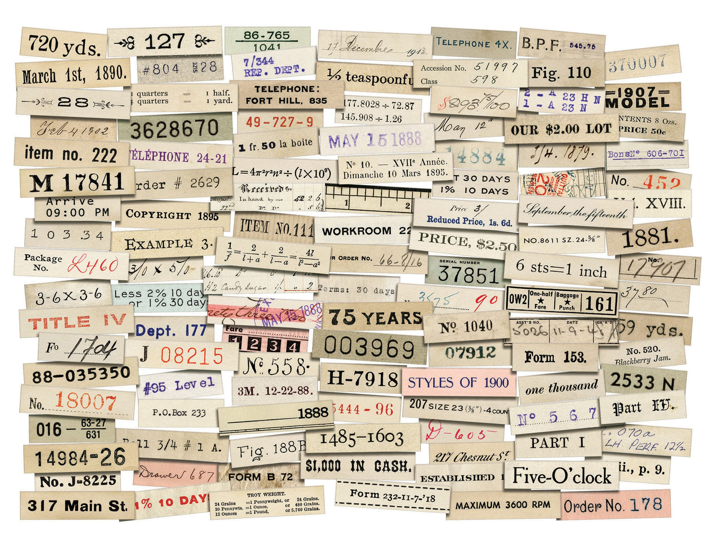 Idea-ology Tim Holtz Ephemera Snippets 119 Pcs - Number Strips