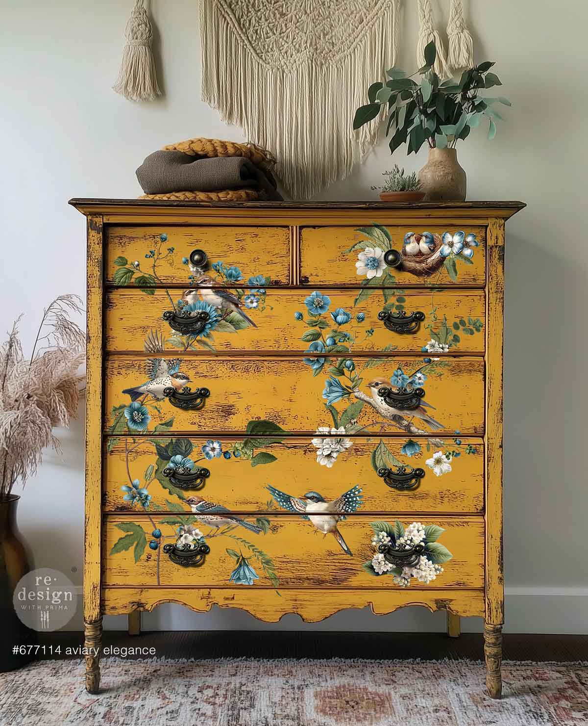 Re-design with Prima Aviary Elegance 24x35 Inch Decor Transfers
