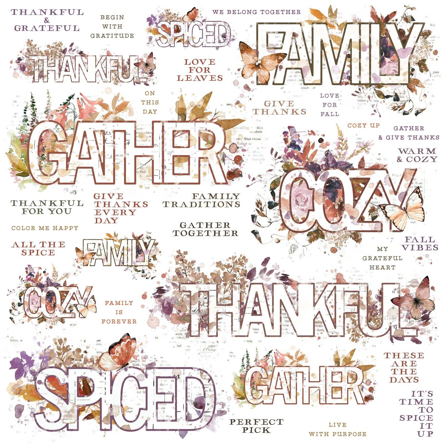 49 And Market ARToptions Plum Grove Rub-Ons 12"X12" 1 Sheet - Sentiments