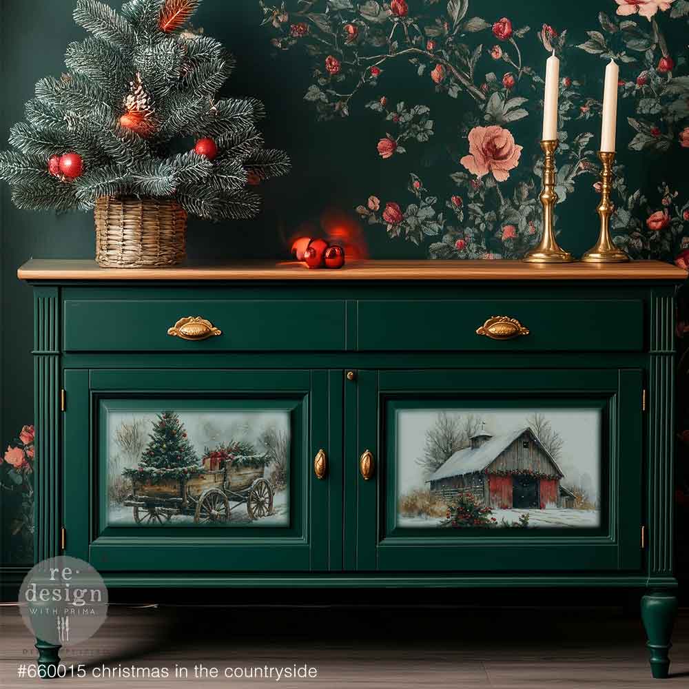 Re-design with Prima Christmas In The Countryside A3 Decoupage Fiber Pack (3pcs)
