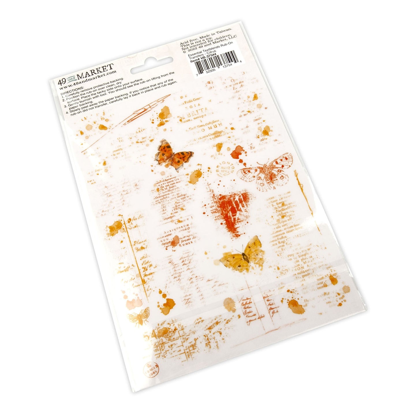 49 And Market Essential Textblends Rub-Ons 6"X8" 2 Pcs - Citrus