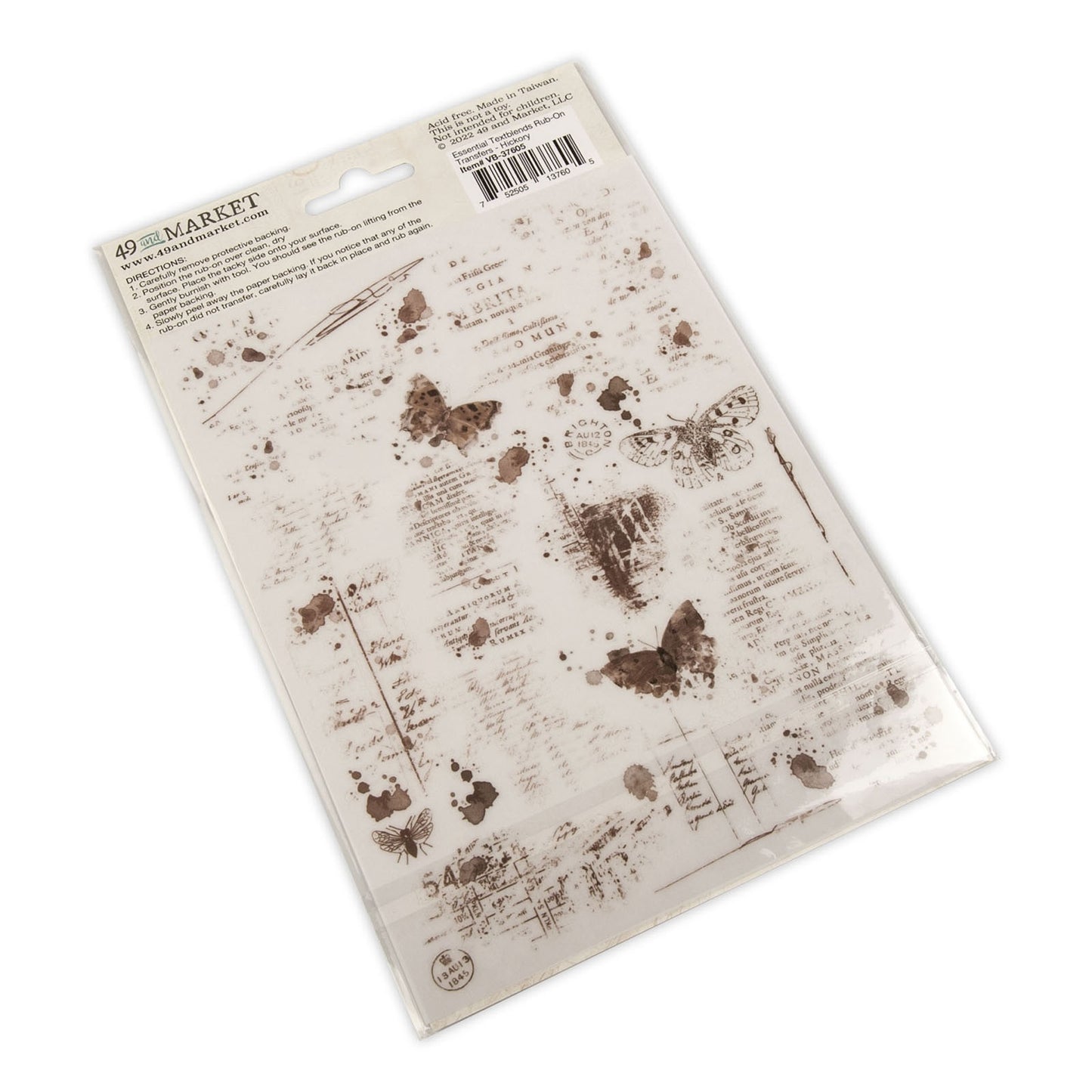 49 And Market Essential Textblends Rub-Ons 6"X8" 2 Pcs - Hickory