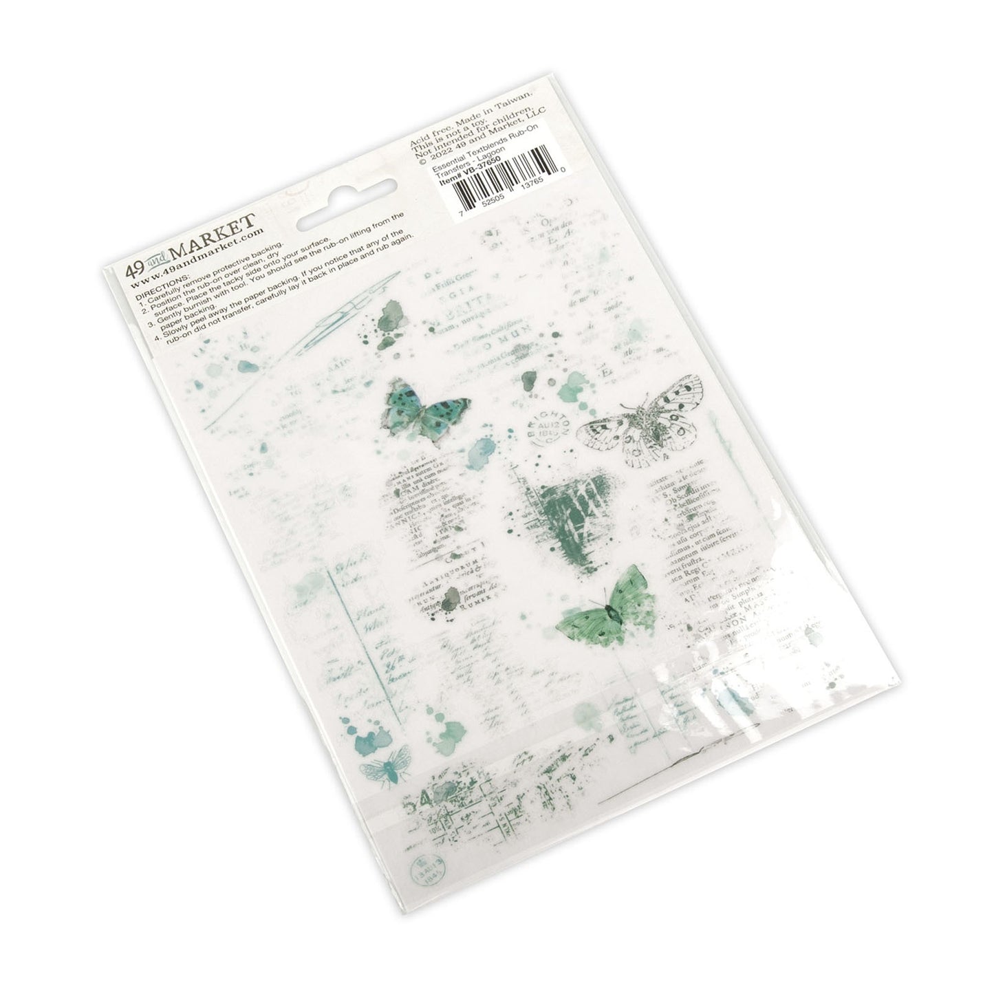 49 And Market Essential Textblends Rub-Ons 6"X8" 2 Pcs - Lagoon