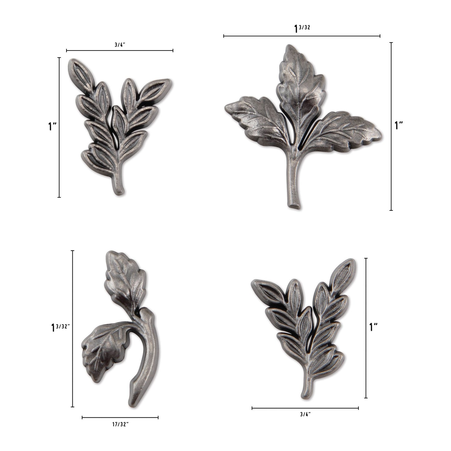 Idea-ology Tim Holtz Metal Adornments 4 Pcs - Foliage