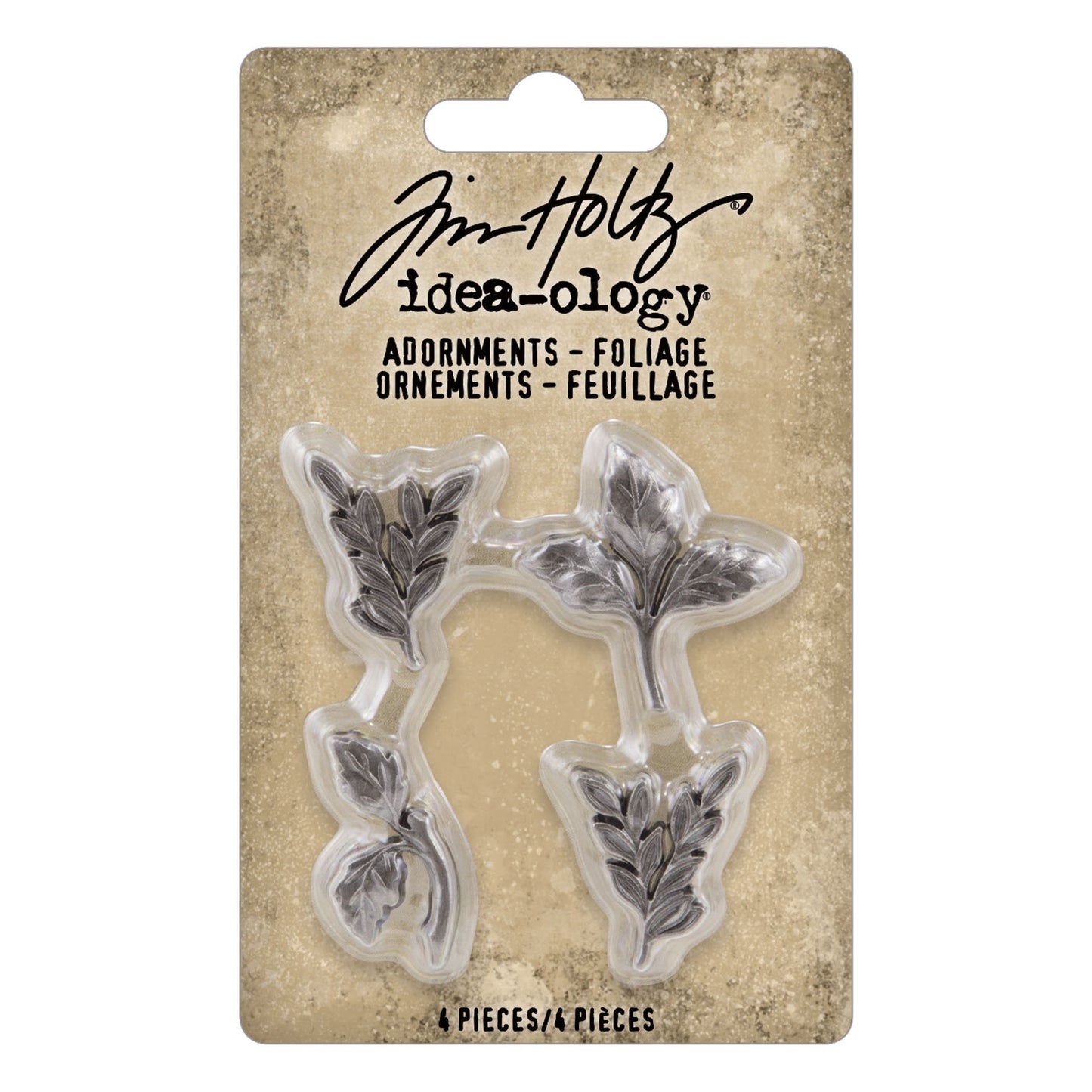 Idea-ology Tim Holtz Metal Adornments 4 Pcs - Foliage