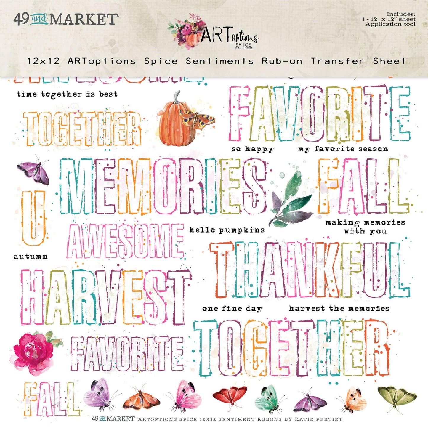 49 And Market ARToptions Spice Rub - Ons 12"X12" 1Pc- Sentiments