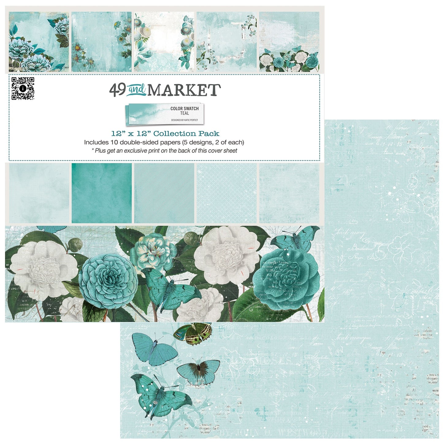 49 And Market Color Swatch: Teal Collection Pack 12"X12"