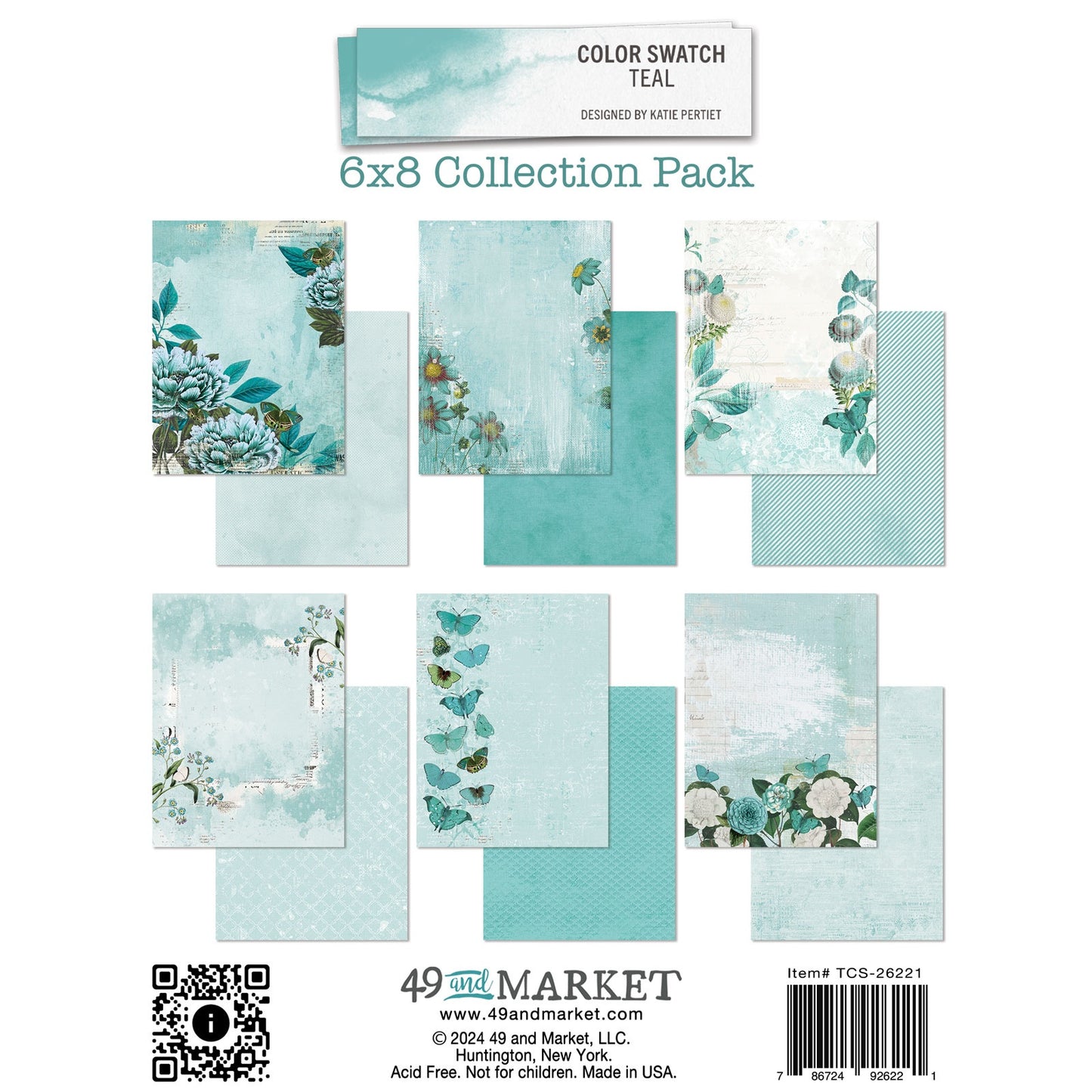 49 And Market Color Swatch: Teal Collection Pack 6"X8"