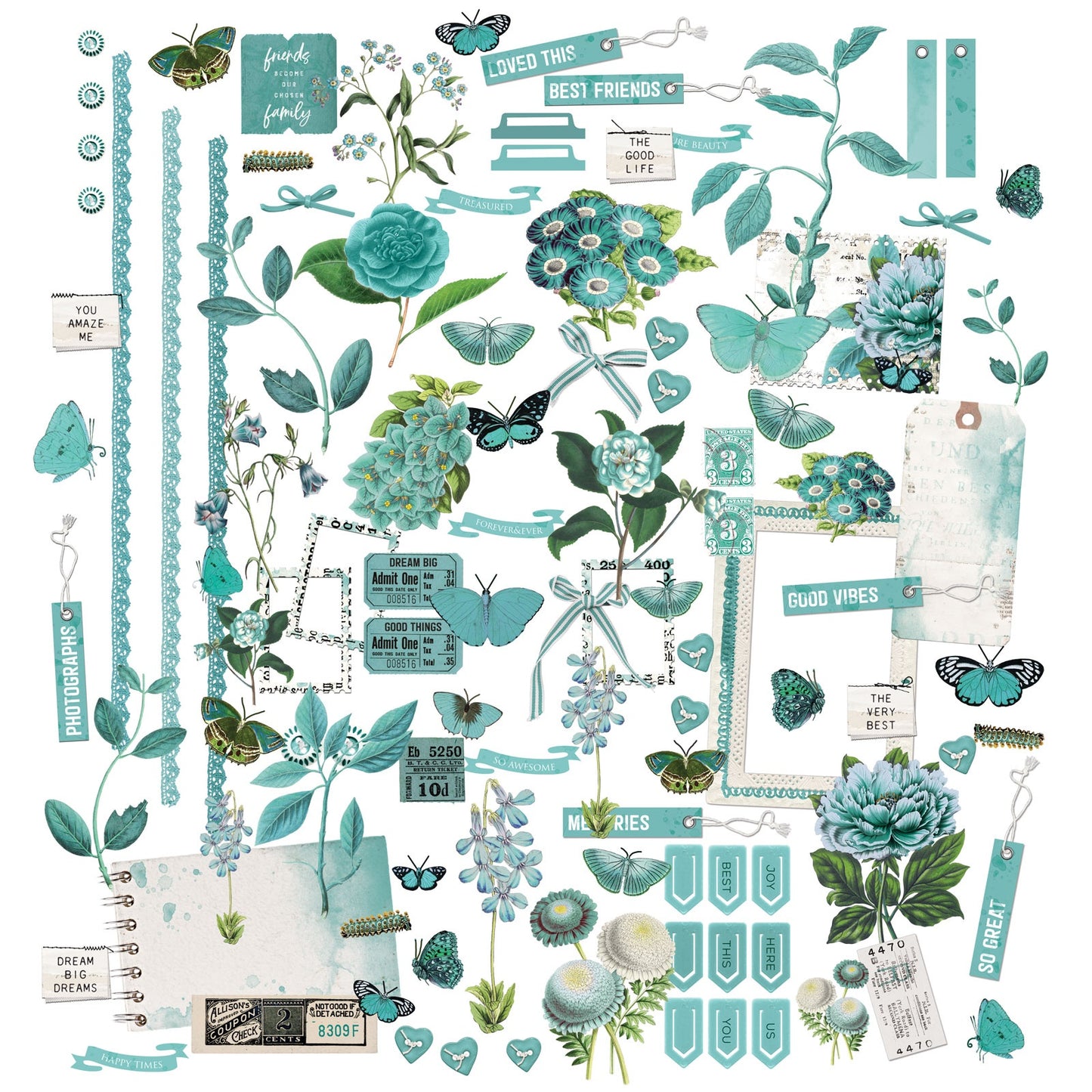 49 And Market Color Swatch: Teal Laser Cut Outs - Elements