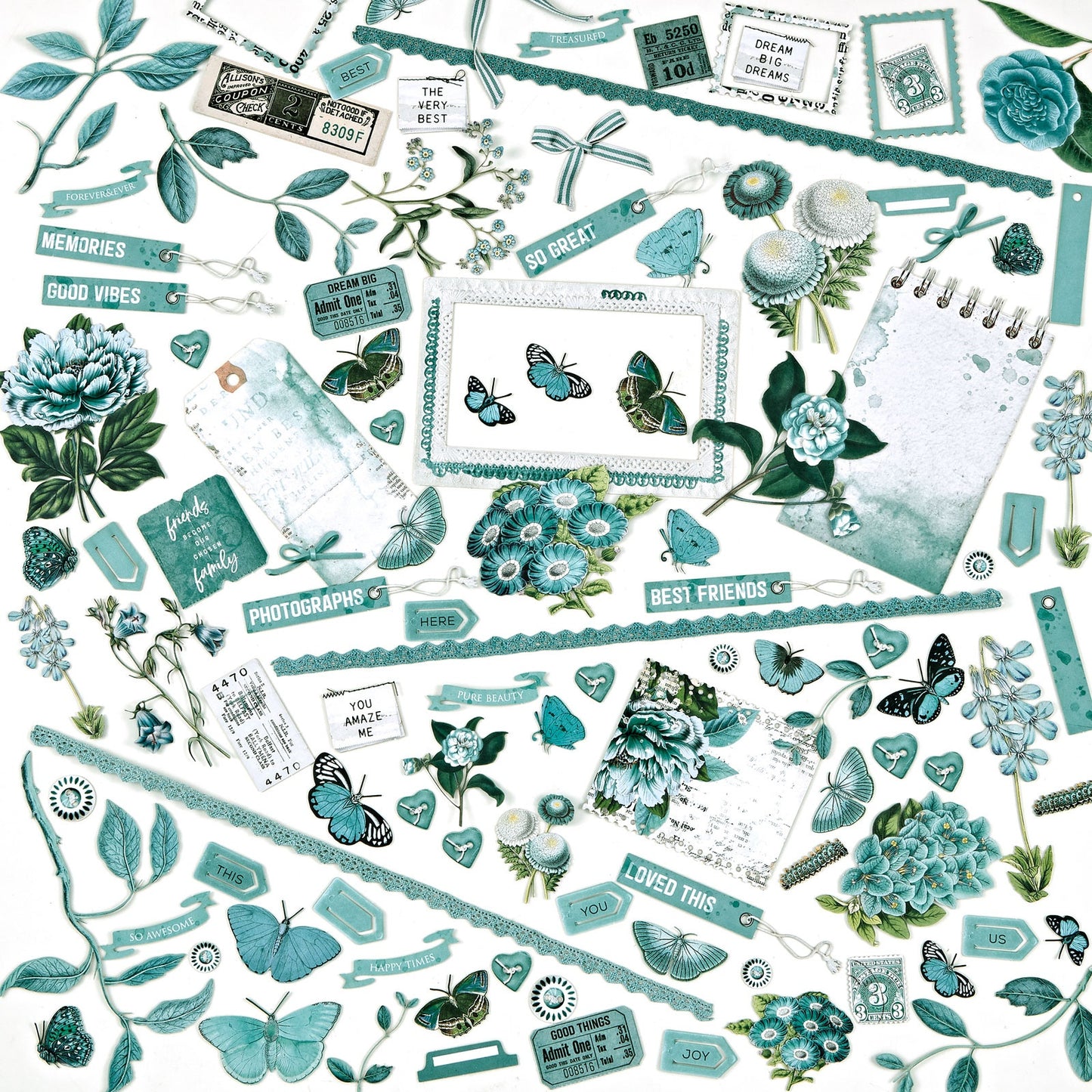 49 And Market Color Swatch: Teal Laser Cut Outs - Elements