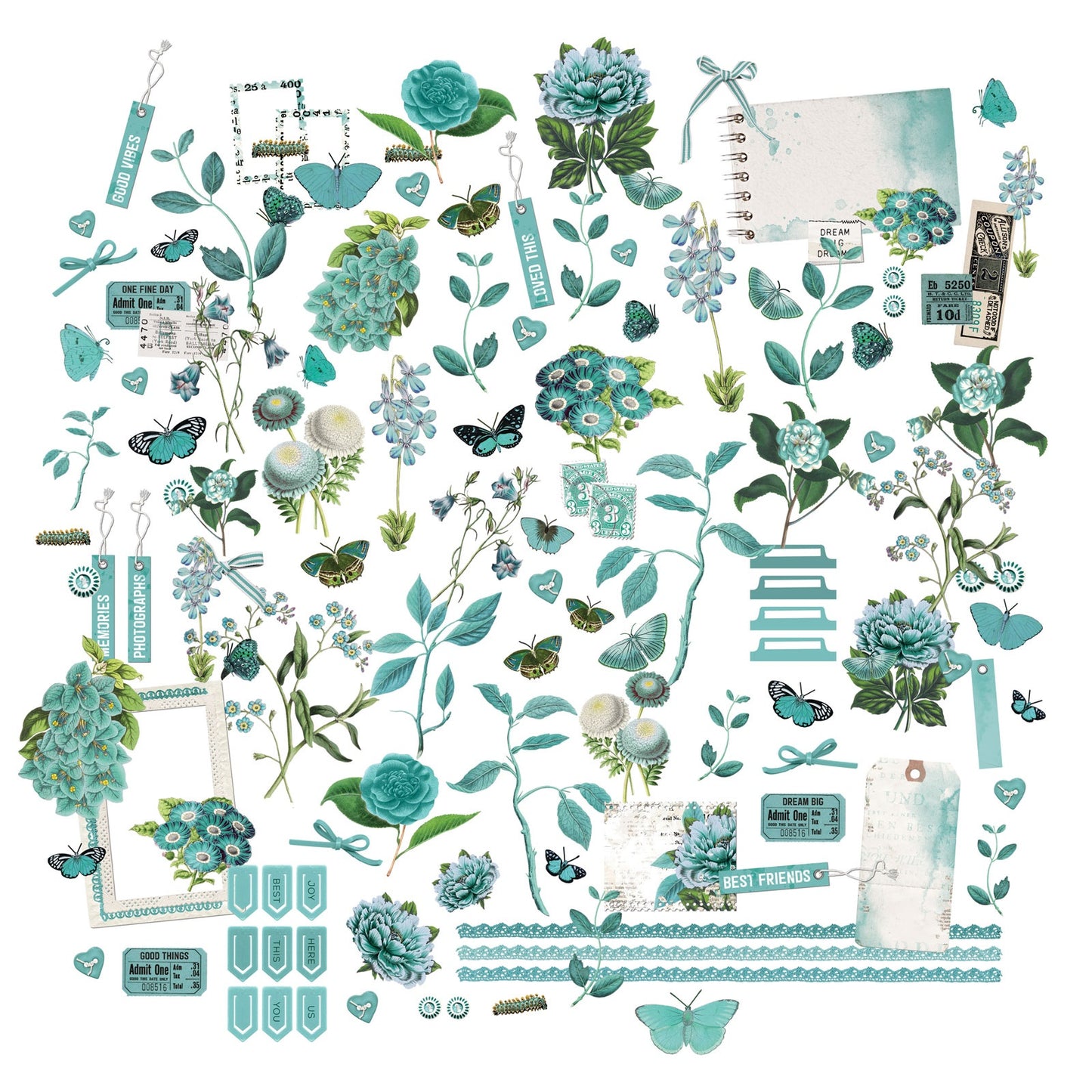 49 And Market Color Swatch: Teal Mini Laser Cut Outs - Elements