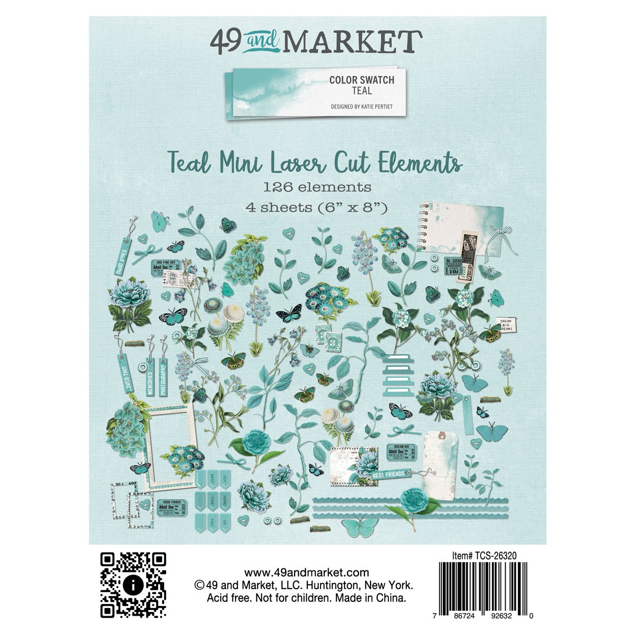 49 And Market Color Swatch: Teal Mini Laser Cut Outs - Elements
